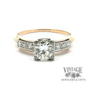 14 karat/18 karat two tone .60 carat total weight diamond illusion head antique engagement ring