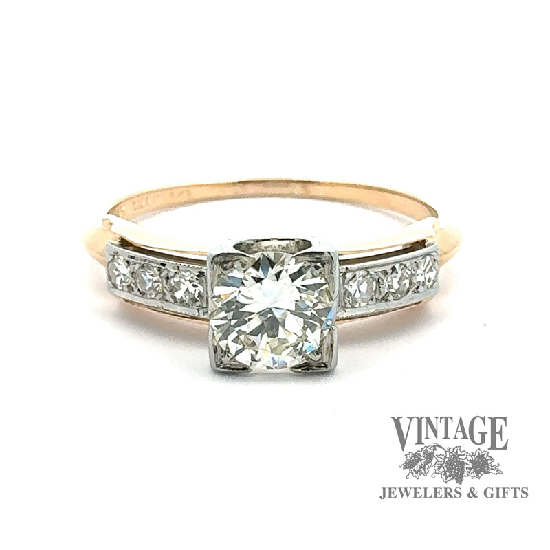 14 karat/18 karat two tone .60 carat total weight diamond illusion head antique engagement ring