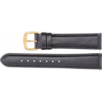 18 mm regular black padded calfskin watch band