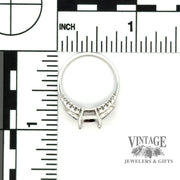 Scalloped lace diamond and sapphire 14kw gold ring scale