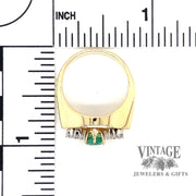 Oval emerald and diamond 14ky gold ring scale