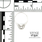 18k white gold Antique Filigree .50ct Old European Cut natural diamond ring with scale