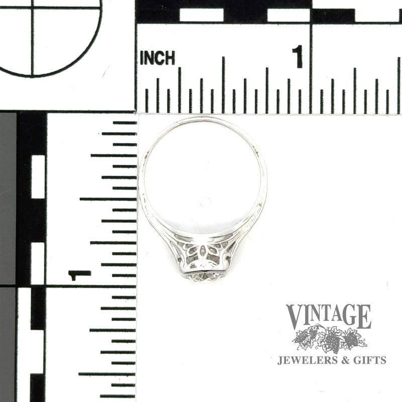 18k white gold Antique Filigree .50ct Old European Cut natural diamond ring with scale