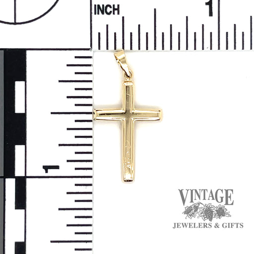 Vintage 14k gold Florentine texture cross pendant back scale