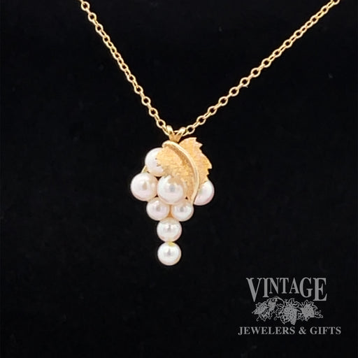 14k Grape pearl cluster pendant front view