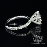 3 CTW lab diamond 14KW gold pave ring side