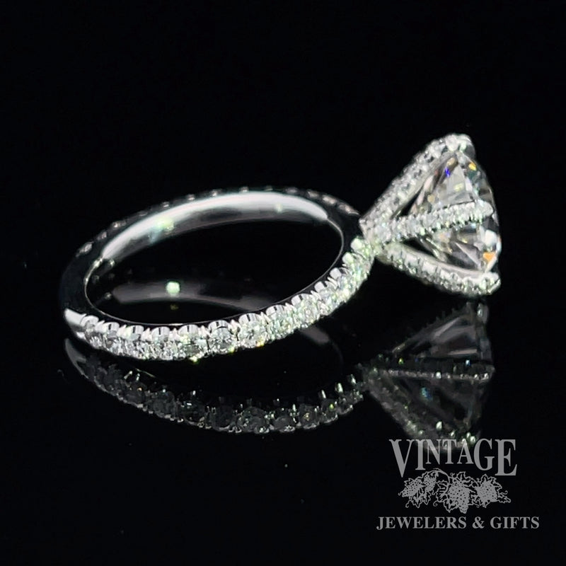 3 CTW lab diamond 14KW gold pave ring side