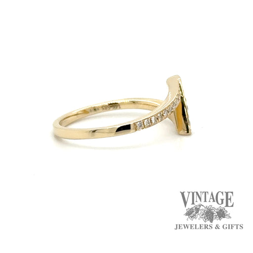 Zigzag natural diamond 14ky gold ring side