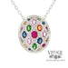 Oval Mosaic colored gemstone and diamond 14kw gold necklace