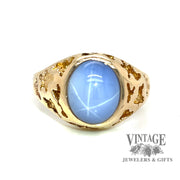 Star Sapphire Saddle Ring in 14k FRONT