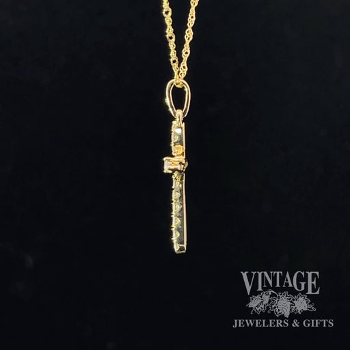 14 karat gold and diamond cross necklace side