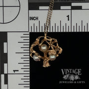 14k Tree and Pearl Pendant necklace scale