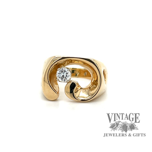 Swirl Ring with .33 Diamond in 14k FRONT