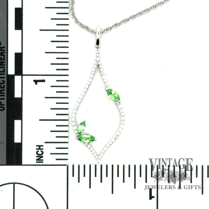 14kw gold Tsavorite green garnet and diamond necklace with scale