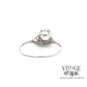 18k white gold Antique Filigree .50ct Old European Cut natural diamond ring, underside