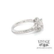 Illusion center 14kw gold and diamond hand engraved ring side