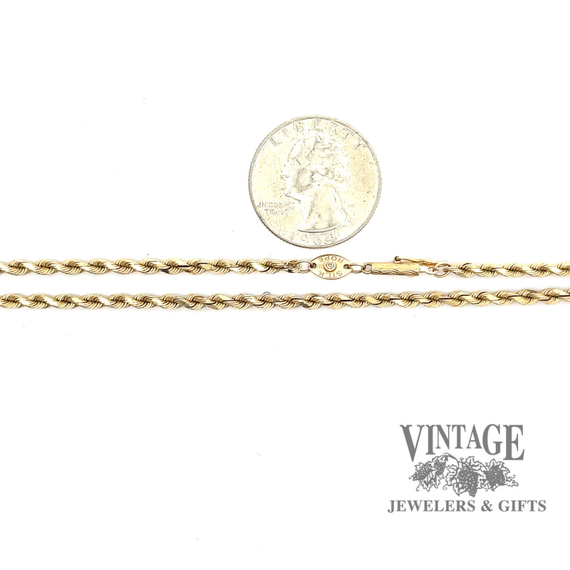 18” 14ky solid gold 2.9 mm rope chain scale