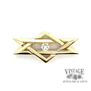 18ky gold elongated Star of David diamond pendant