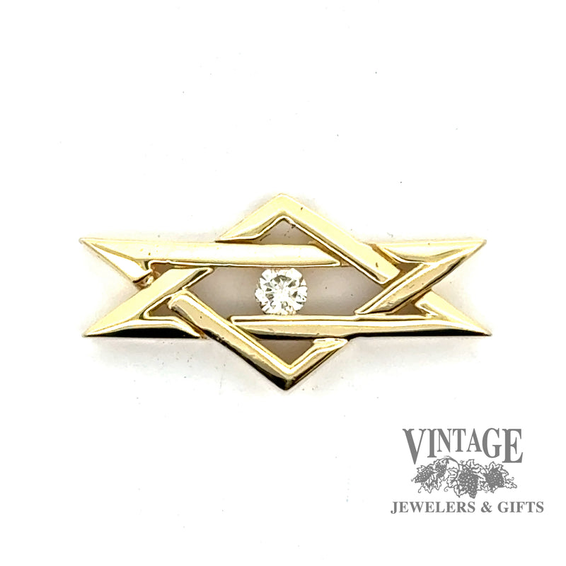 18ky gold elongated Star of David diamond pendant