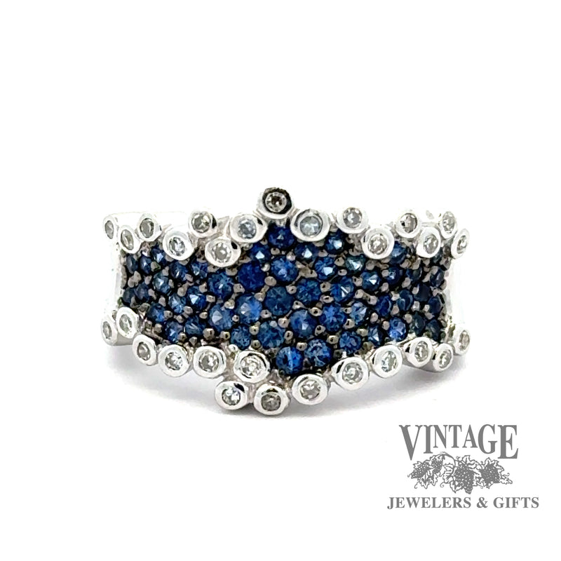 14kw gold sapphire pave and diamond ring