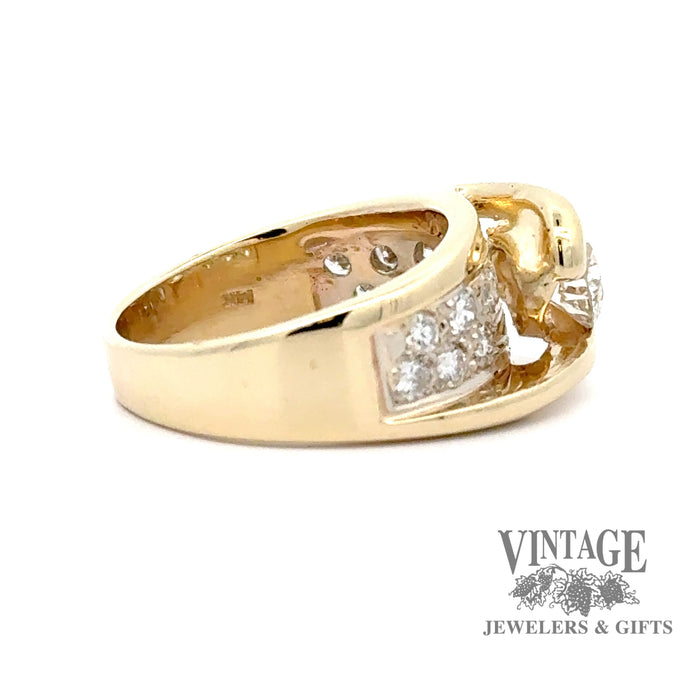 14ky gold 1.40ctw floating diamond pave ring, side view