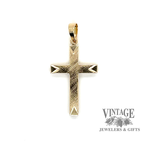 Vintage 14k gold Florentine texture cross pendant