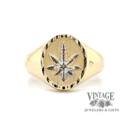 Two tone Leaf Ring in Wide 14k Ring FRONT