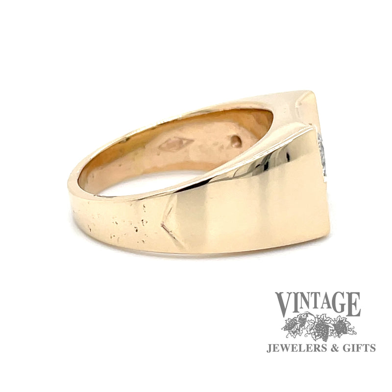 Bezel set 14ky gold ring side