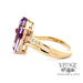 18 karat yellow gold coffin cut amethyst and diamond ring, other side view
