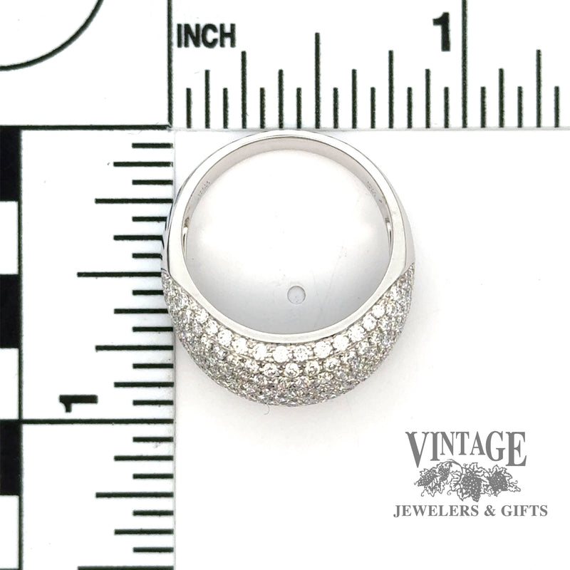 Domed 2.07 CTW diamond pave 18kw gold ring scale