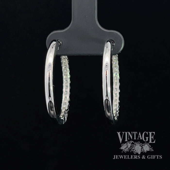 Diamond hinged 14kw gold 28 mm hoop earrings back