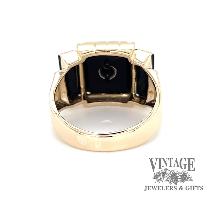 Vintage onyx 10ky gold diamond ring back