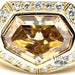 Shield shaped brown diamond 18ky gold ring diamond close up