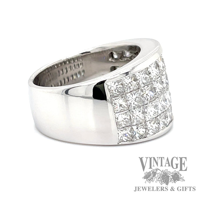 Diamond invisible set 18k white gold ring side
