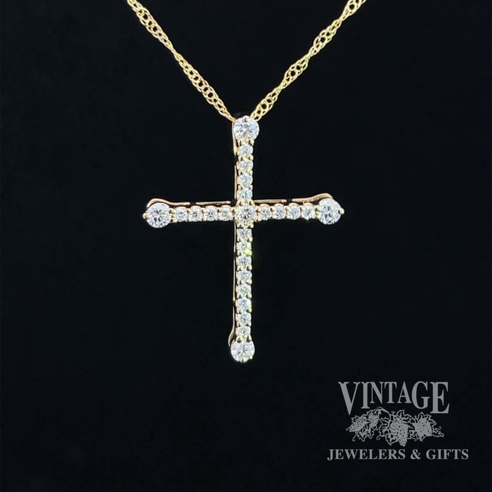 Byzantine style 14ky gold and diamond cross necklace