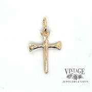 Rustic 10k gold cross pendant
