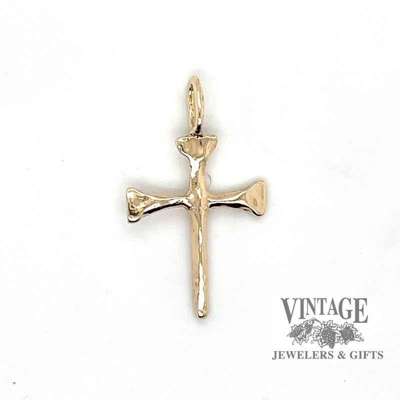 Rustic 10k gold cross pendant