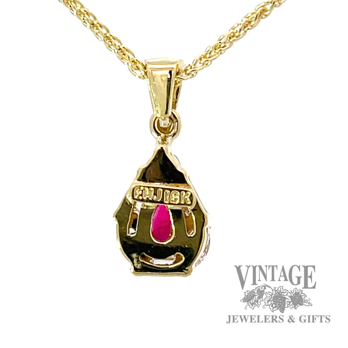 Ruby and diamond 18k gold pendant