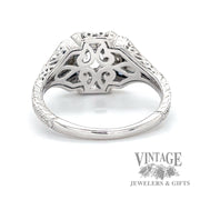 Vintage inspired diamond and sapphire semi mount 14k gold ring bottom