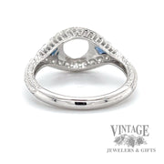 Vintage inspired sapphire and diamond semi-mount 14k gold ring bottom