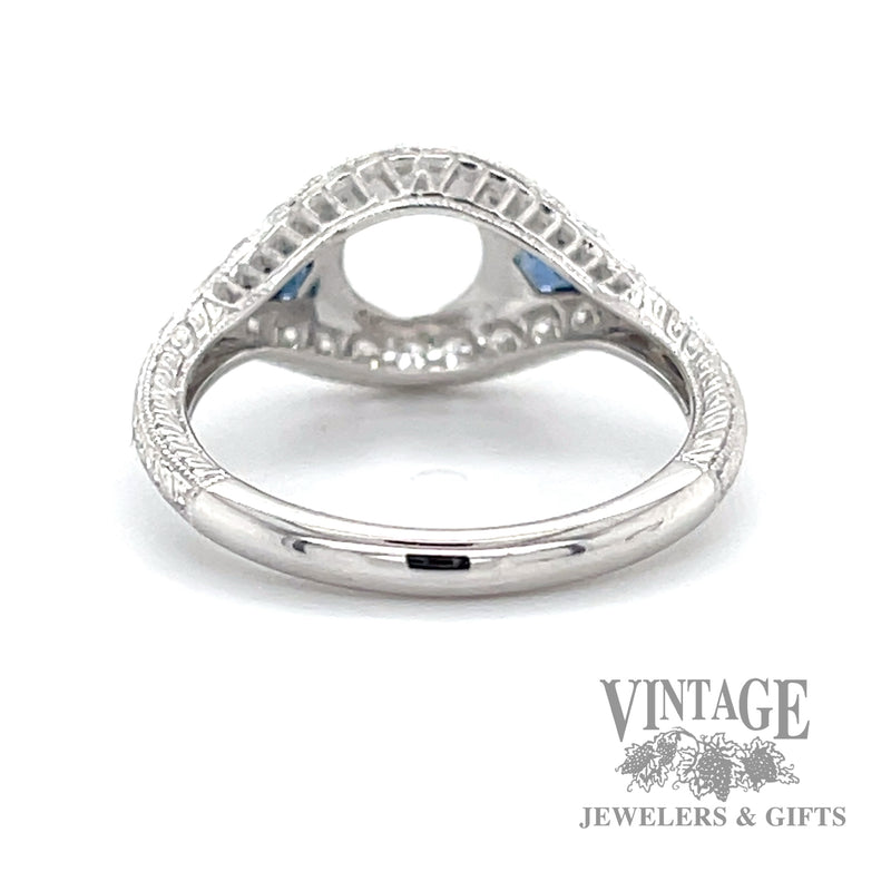 Vintage inspired sapphire and diamond semi-mount 14k gold ring bottom