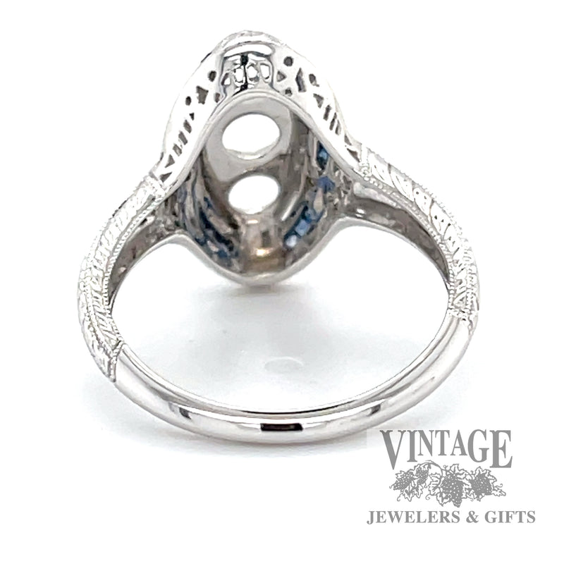 Vintage inspired sapphire 14k gold three stone ring