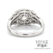 Diamond and sapphire vintage inspired 14k white gold ring bottom