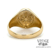 Two tone Leaf Ring in Wide 14k Ring BACK