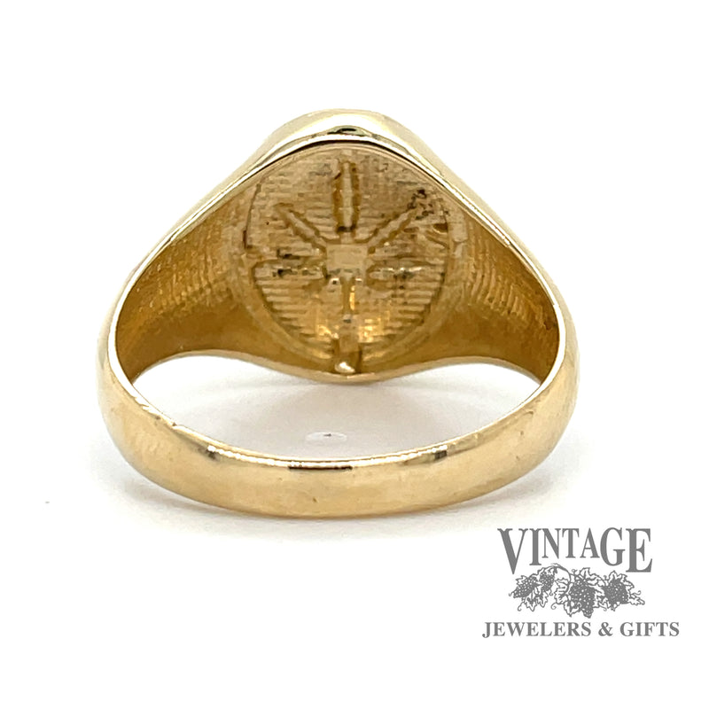 Two tone Leaf Ring in Wide 14k Ring BACK