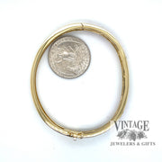 Rainbow gradient gemstone 18ky gold hinged bangle bracelet scale