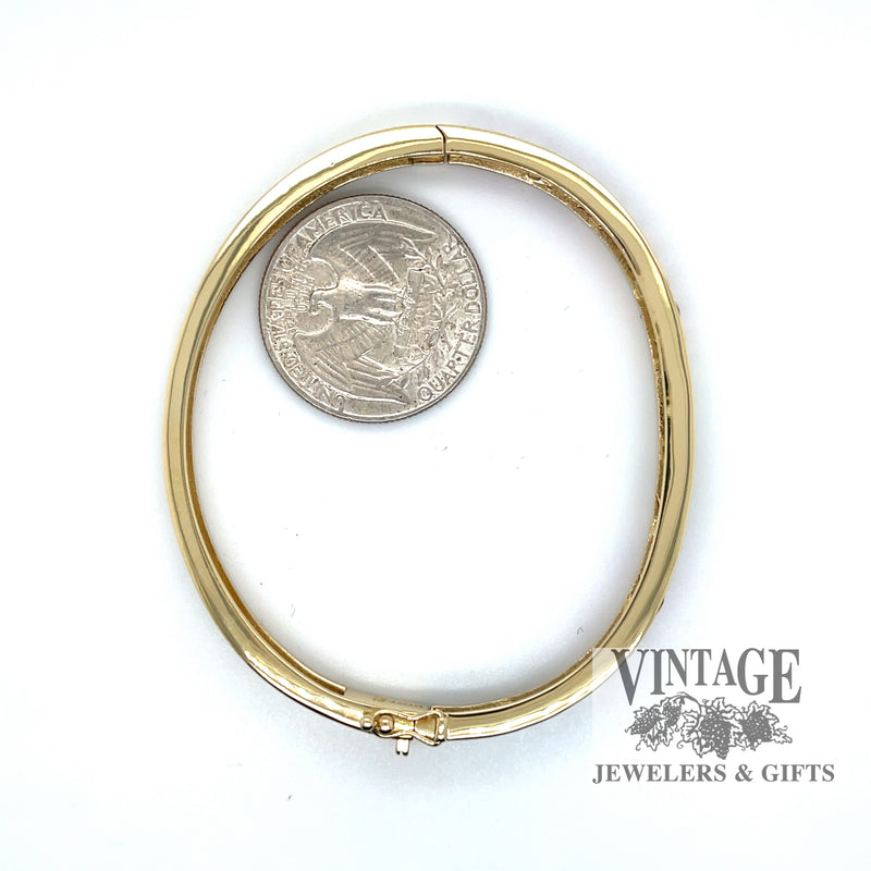 Rainbow gradient gemstone 18ky gold hinged bangle bracelet scale