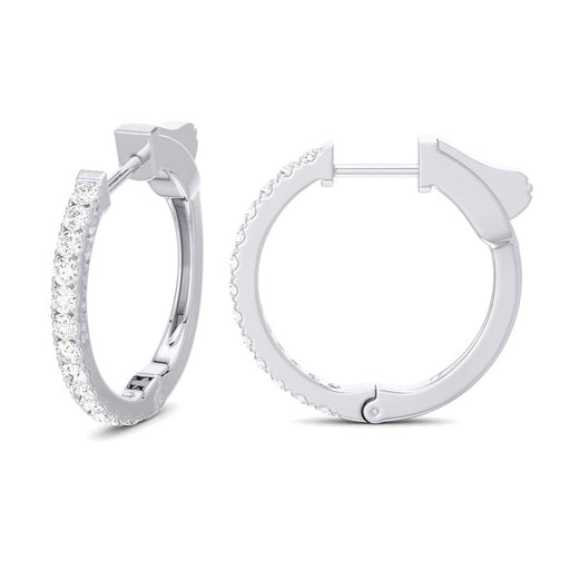 Huggie style natural diamond 14k white gold earrings .5ct stock