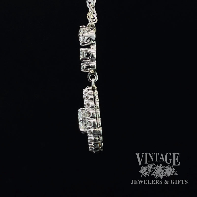 18kw gold antique 1.12ctw diamond halo pendant, side view