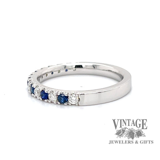 Blue sapphire and diamond 14kw gold ring stacker side